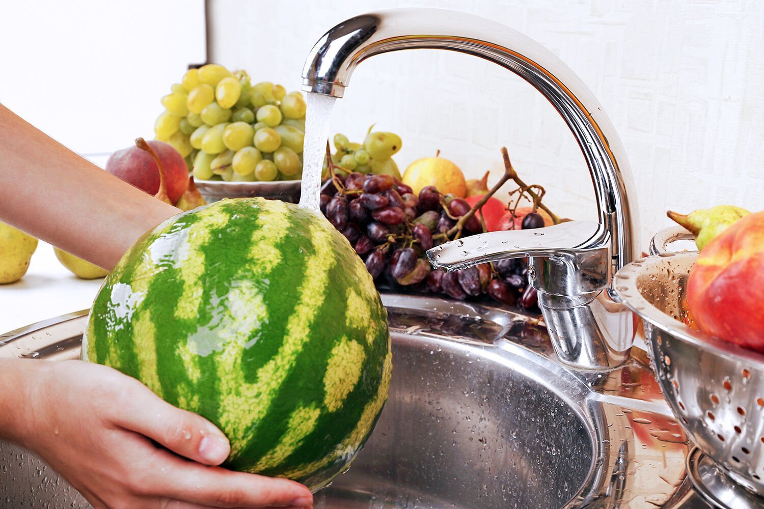 Washing watermelon